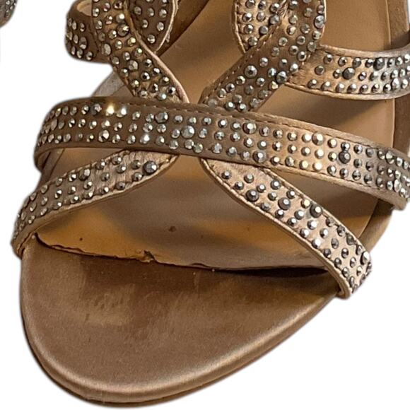 INC International Concepts Sandal Heel 7.5M Randii Bisque Rhinestone-Read Flaw - Picture 7 of 15